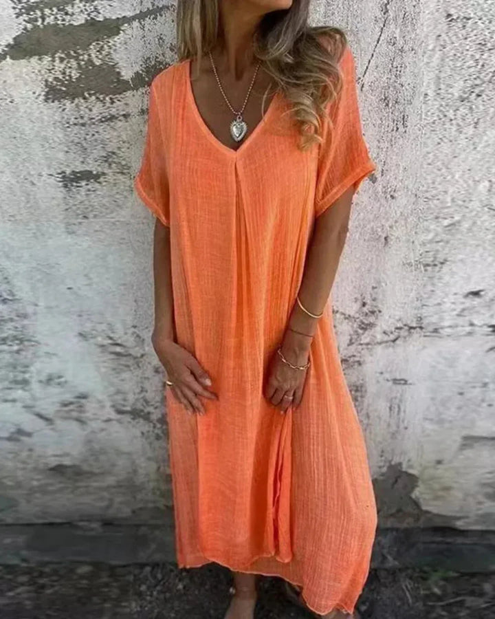 Sukienka Boho Alba – 100% Ekologiczny Len, Korzystny Krój i Oddychający Materiał dla Komfortu