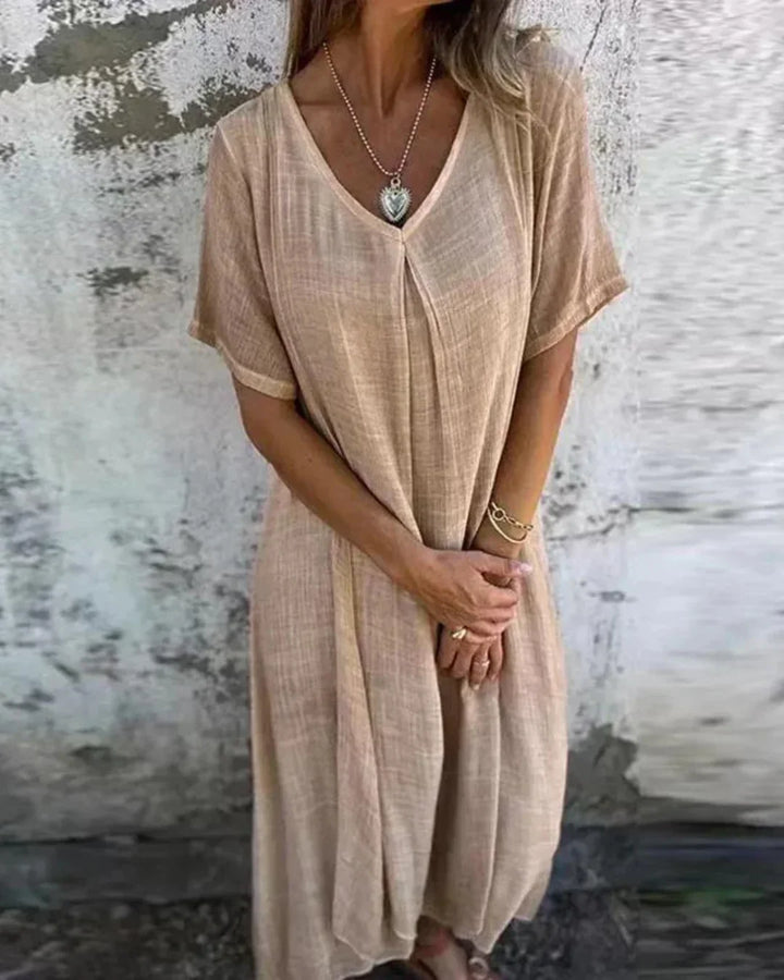 Sukienka Boho Alba – 100% Ekologiczny Len, Korzystny Krój i Oddychający Materiał dla Komfortu