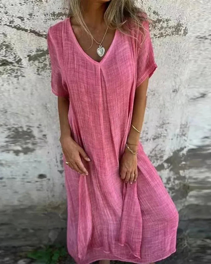 Sukienka Boho Alba – 100% Ekologiczny Len, Korzystny Krój i Oddychający Materiał dla Komfortu