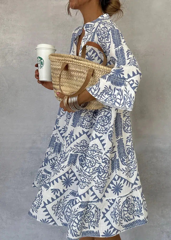 Anastasia Sukienka Maxi Damska – Letnia Sukienka Boho z Dekoltem w Serek i Zwiewnym Kwiatowym Printem