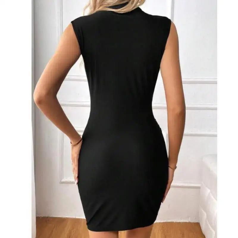 Thalia Sukienka Damska Bodycon – Czarna Sukienka Bez Rękawów z Eleganckim Dekoltem na Wieczór i Kolację