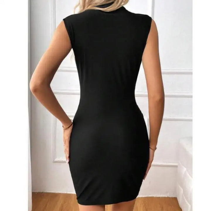 Thalia Sukienka Damska Bodycon – Czarna Sukienka Bez Rękawów z Eleganckim Dekoltem na Wieczór i Kolację