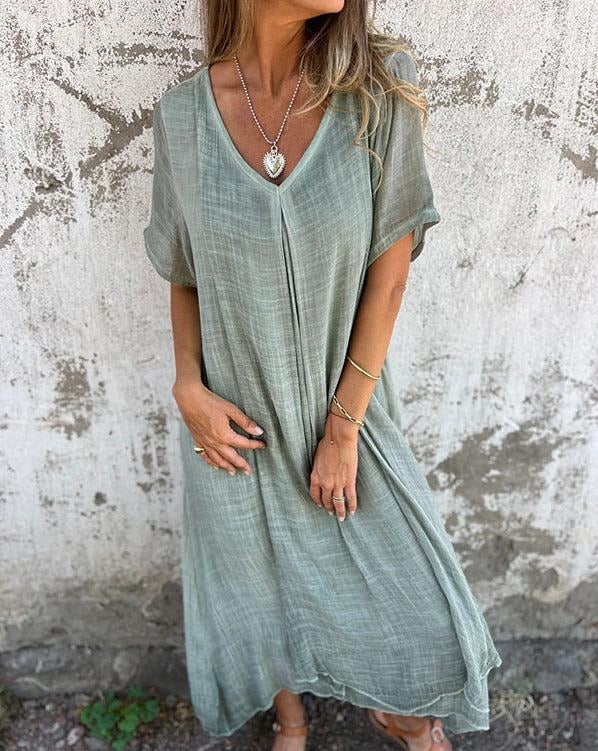 Sukienka Boho Alba – 100% Ekologiczny Len, Korzystny Krój i Oddychający Materiał dla Komfortu
