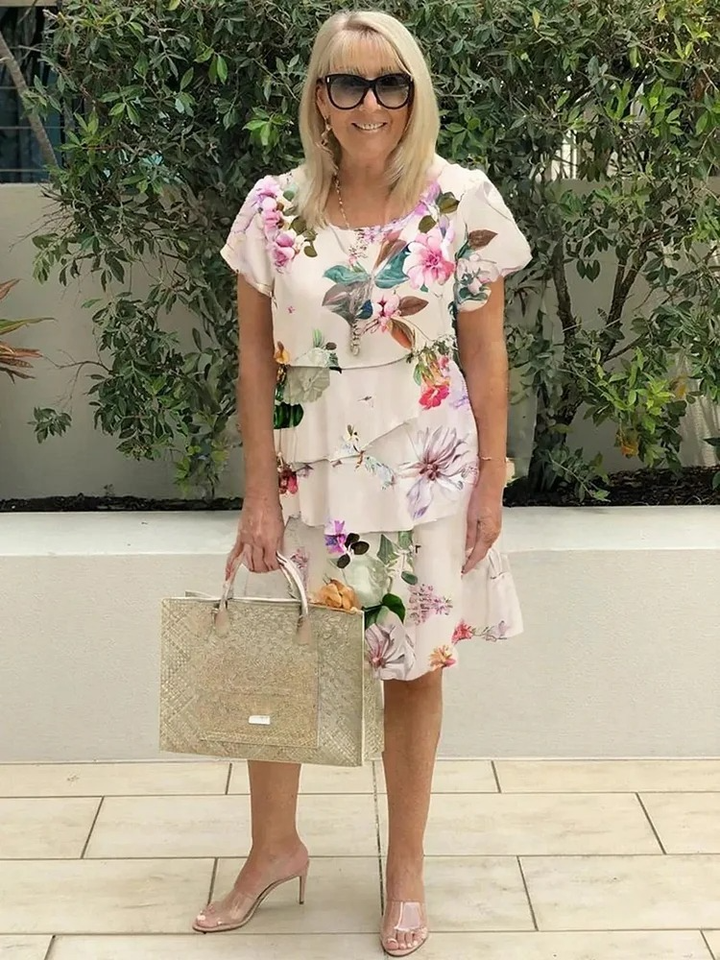 Sophie Damska Sukienka Maxi – Elegancka Kwiatowa Sukienka z Fasonem Waterfall i Zwiewnym Krojem