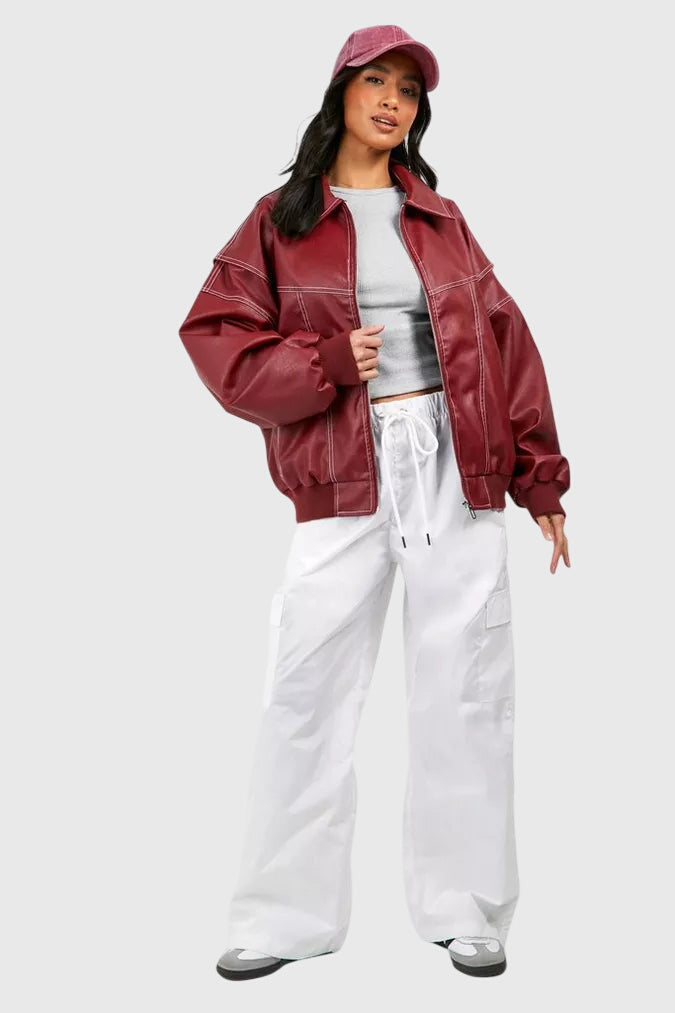 Faye | Casual Oversized Kurtka Skórzana