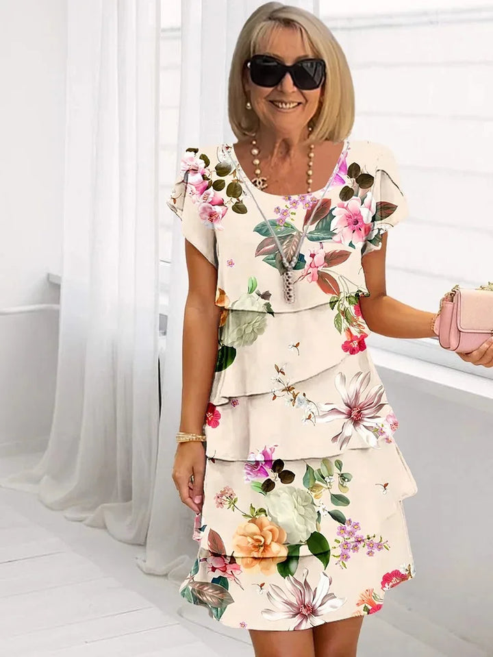 Sophie Damska Sukienka Maxi – Elegancka Kwiatowa Sukienka z Fasonem Waterfall i Zwiewnym Krojem