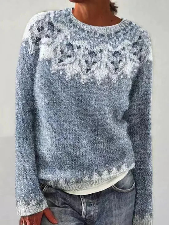 Silvia | Sweter w retro paski z kolorowym wzorem