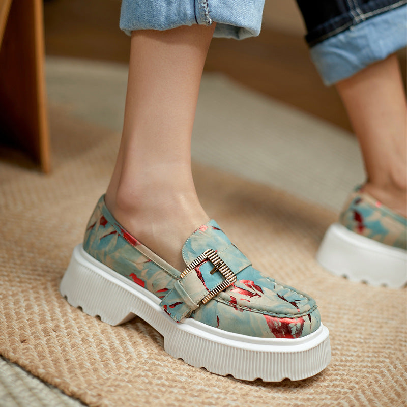 Stella Buty Damskie – Ażurowe Mokasyny na Platformie z Klamrą i Wygodną Gumową Podeszwą