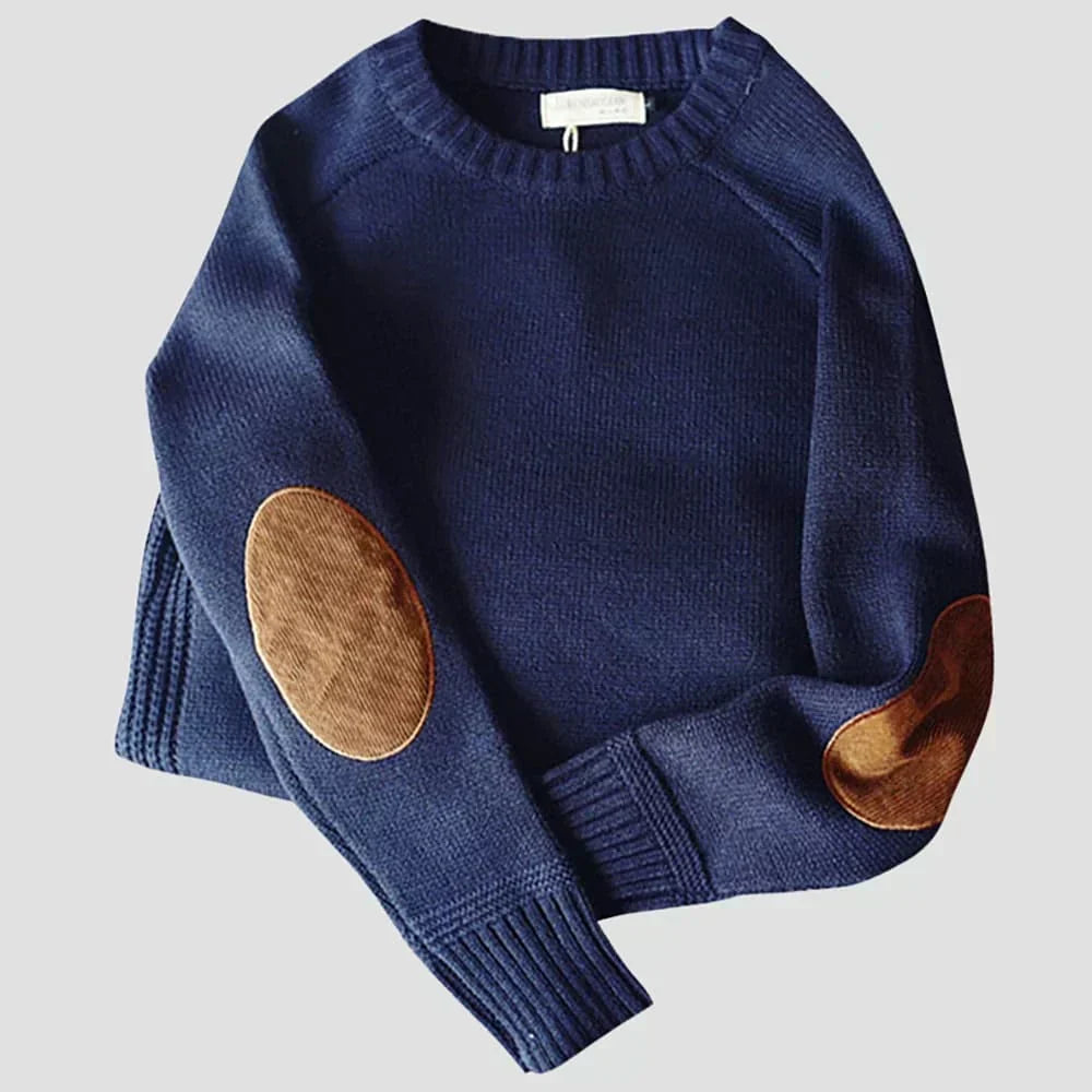 Cortina | Sweter z wełny vintage z łatanami na łokciach
