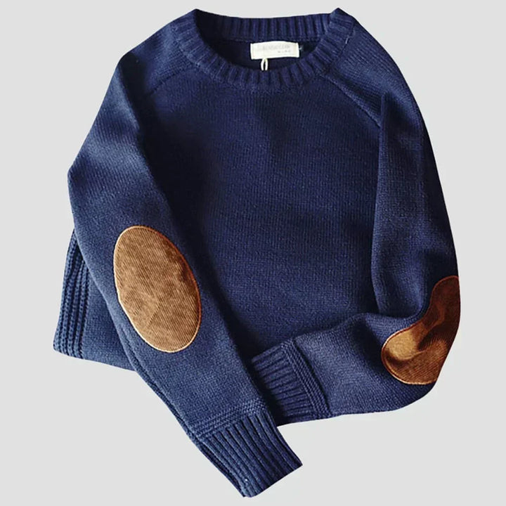 Cortina | Sweter z wełny vintage z łatanami na łokciach