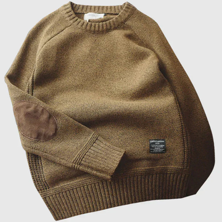 Cortina | Sweter z wełny vintage z łatanami na łokciach