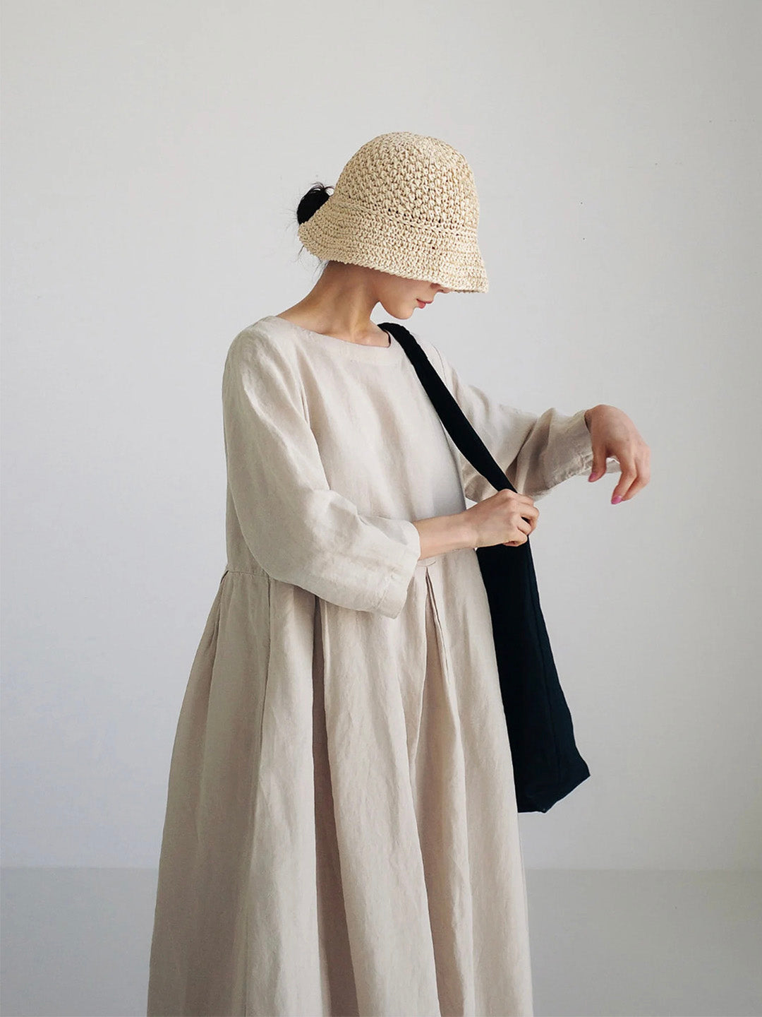 Cielo Długa Sukienka Damska – Lekki Len, Naturalny Komfort i Elegancki Minimalistyczny Styl