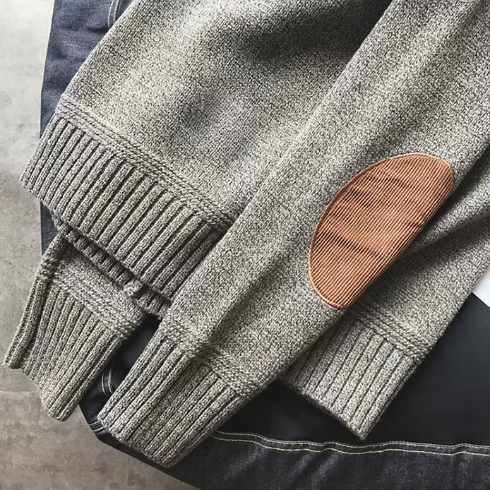 Cortina | Sweter z wełny vintage z łatanami na łokciach