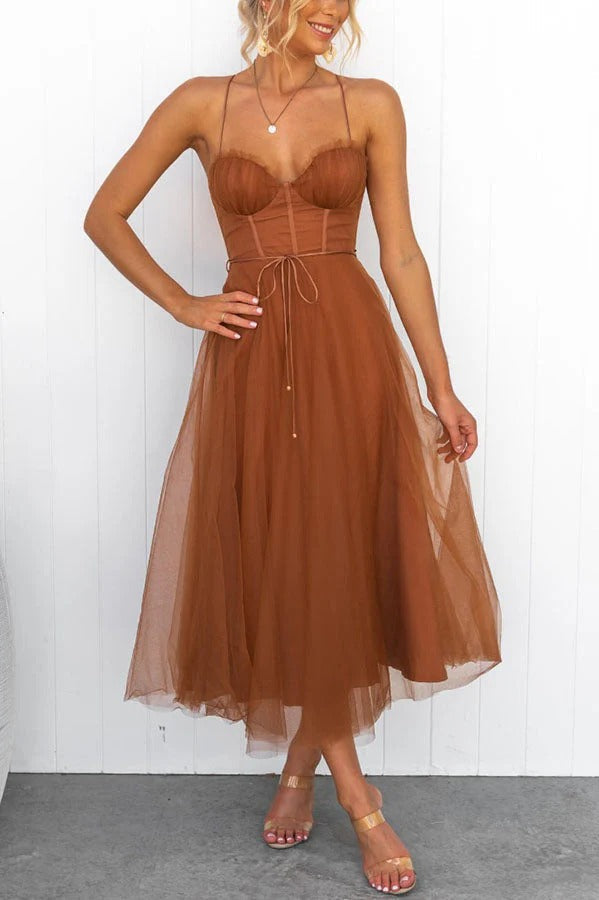 Ariana Sukienka Maxi Damska – Elegancka Letnia Sukienka Bez Rękawów z Okrągłym Dekoltem
