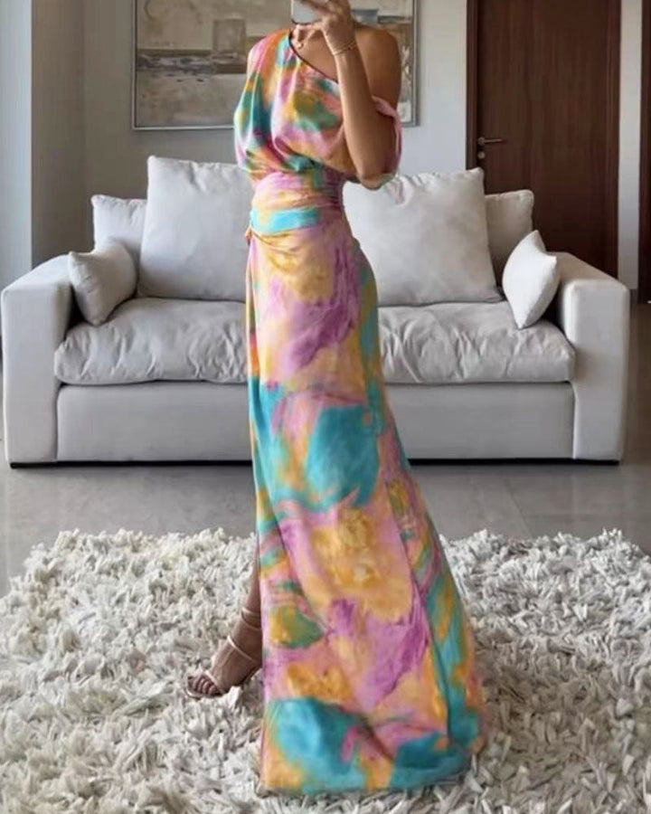 Josephine Damska Sukienka Maxi – Lekka Letnia Sukienka z Wiskozy z Artystycznym Wzorem i Eleganckim Wyglądem