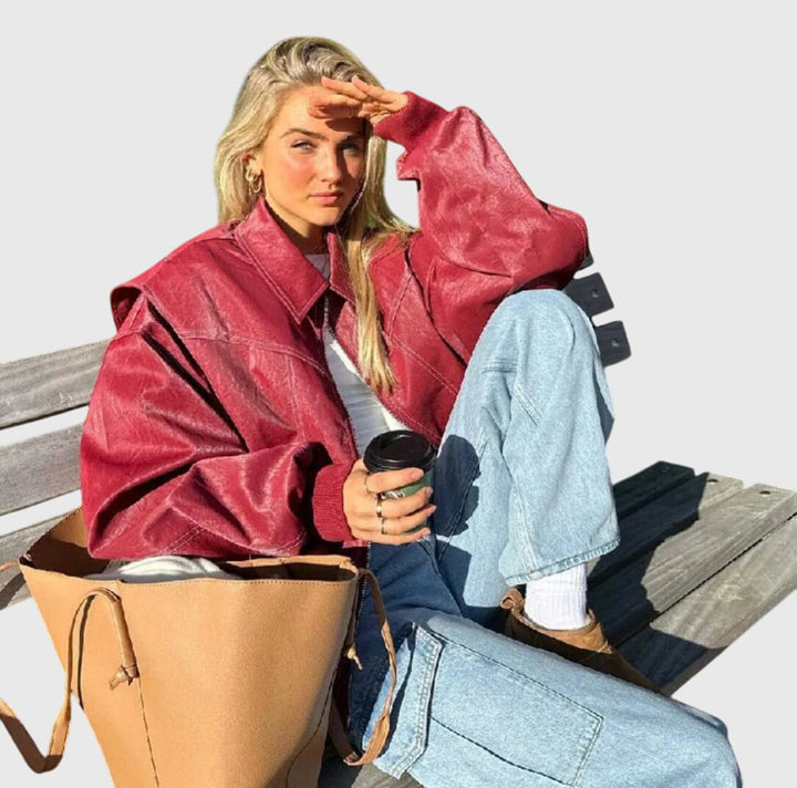 Faye | Casual Oversized Kurtka Skórzana