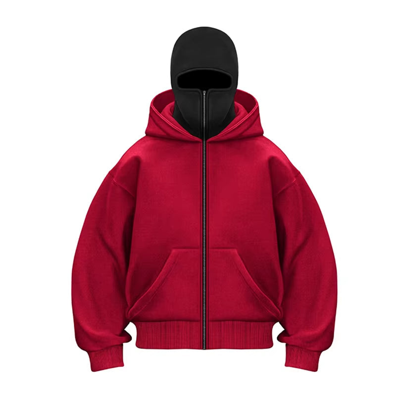 Max Męska Bluza Balaclava – Bluza z Pełnym Zamkiem, Ochroną Twarzy i Miejskim Stylem