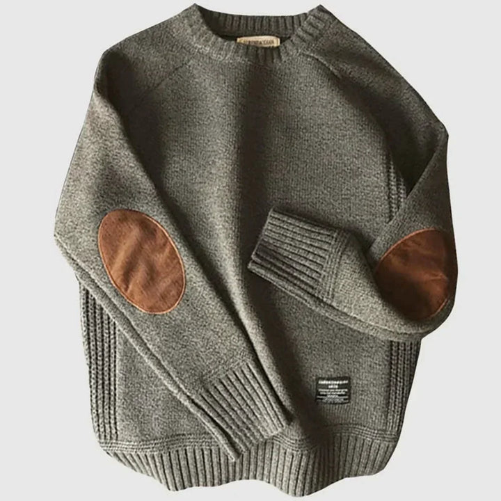 Cortina | Sweter z wełny vintage z łatanami na łokciach