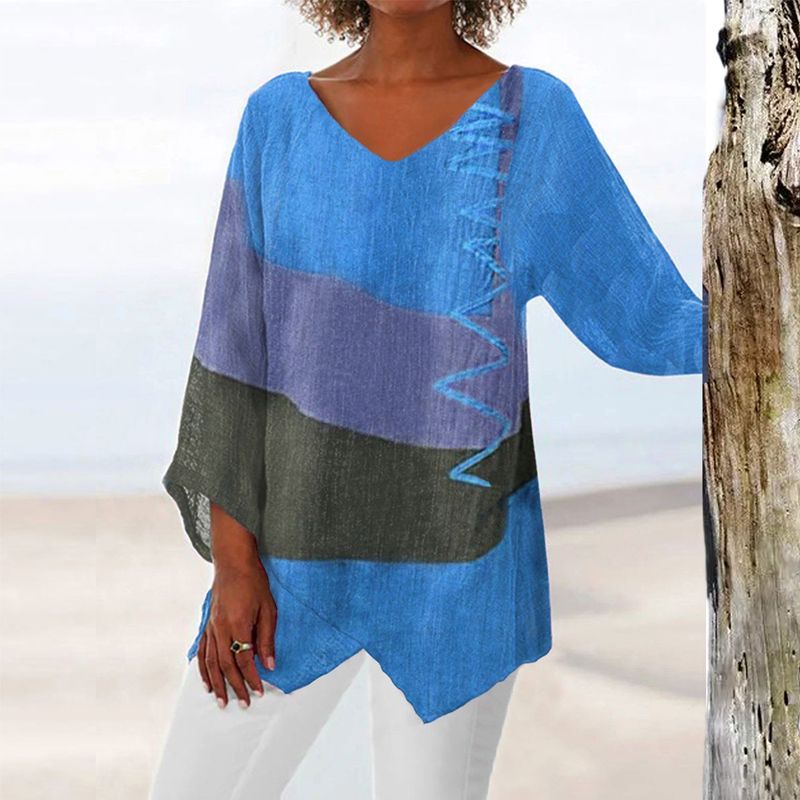 Solange Damski Top – Dwukolorowy Design z Dekoltem w Serek i Pochlebnym Krojem dla Komfortu i Stylu