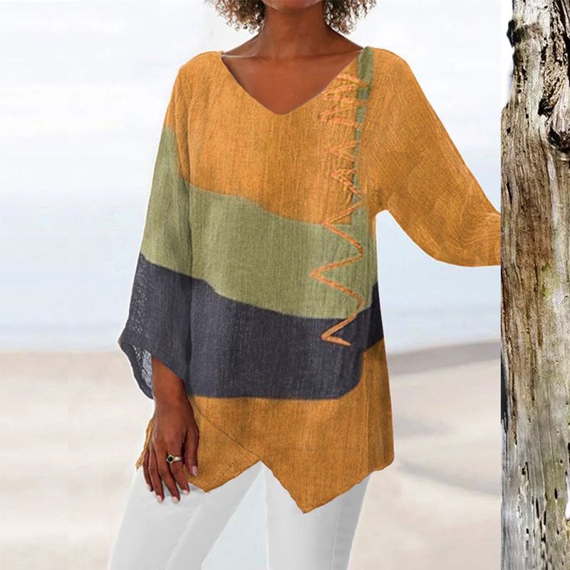 Solange Damski Top – Dwukolorowy Design z Dekoltem w Serek i Pochlebnym Krojem dla Komfortu i Stylu