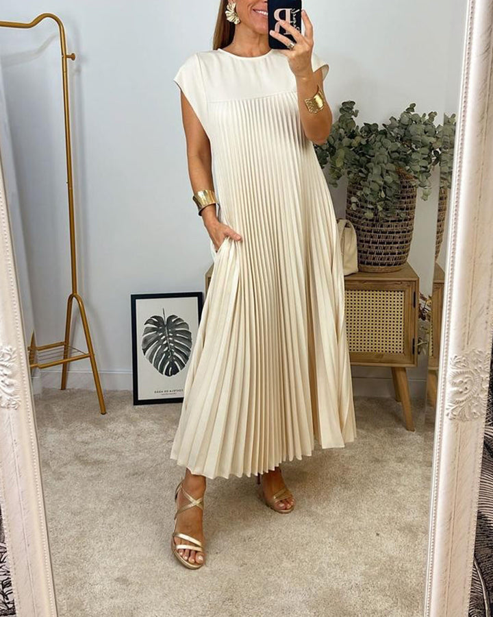 Mariana Sukienka Midi Damska – Elegancka Plisowana Sukienka Bez Rękawów na Co Dzień i Specjalne Okazje