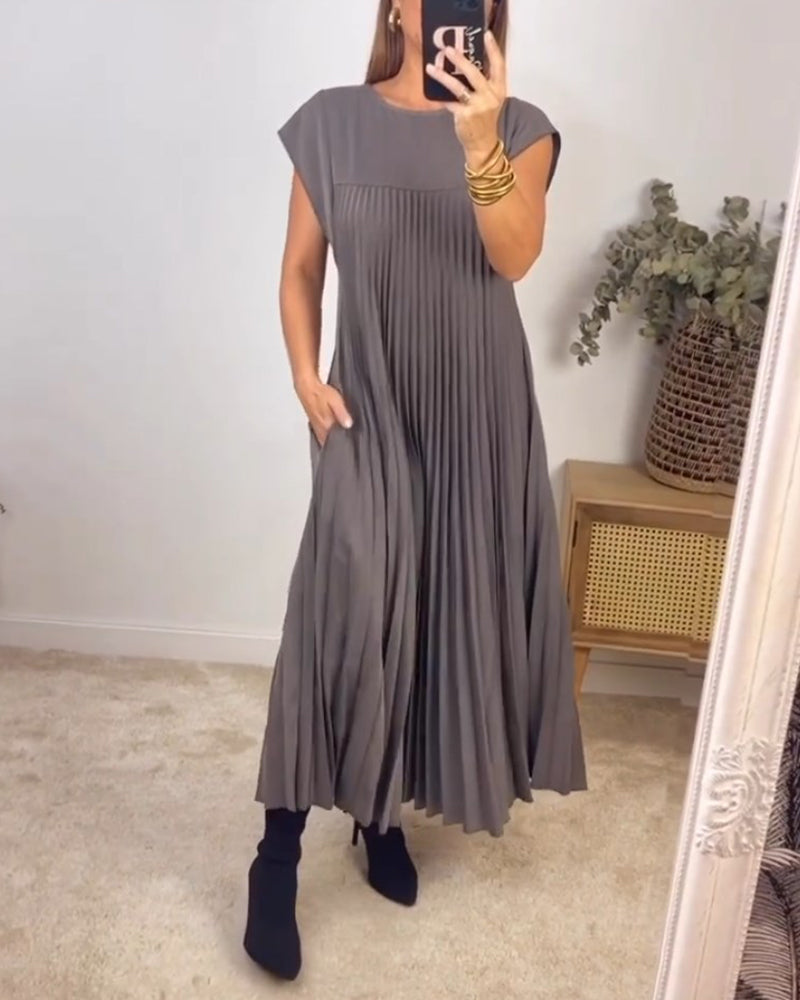 Mariana Sukienka Midi Damska – Elegancka Plisowana Sukienka Bez Rękawów na Co Dzień i Specjalne Okazje