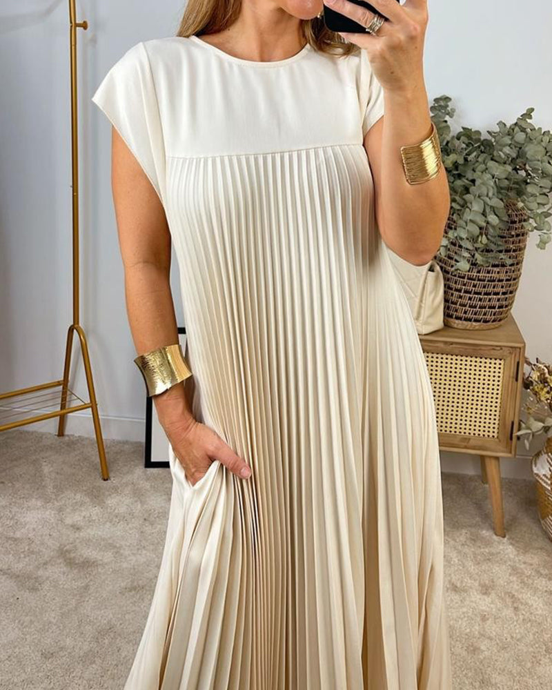 Mariana Sukienka Midi Damska – Elegancka Plisowana Sukienka Bez Rękawów na Co Dzień i Specjalne Okazje