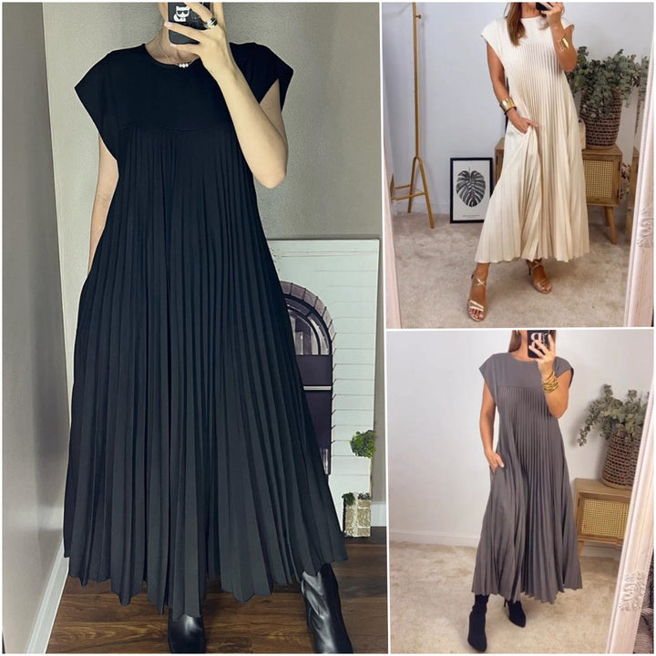 Mariana Sukienka Midi Damska – Elegancka Plisowana Sukienka Bez Rękawów na Co Dzień i Specjalne Okazje