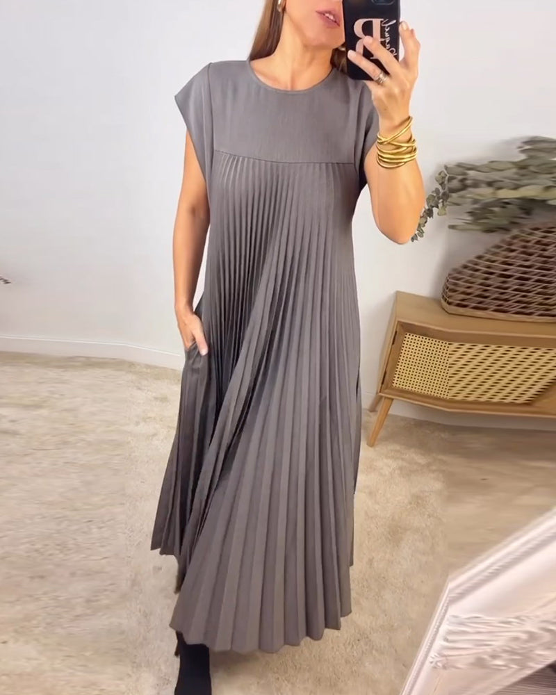 Mariana Sukienka Midi Damska – Elegancka Plisowana Sukienka Bez Rękawów na Co Dzień i Specjalne Okazje