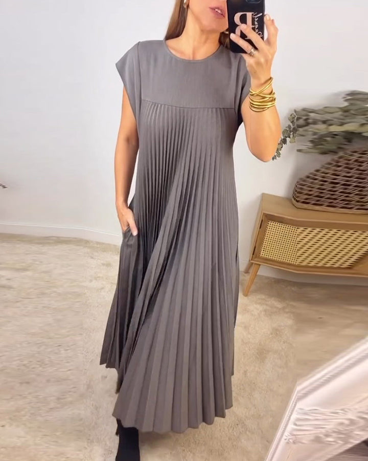 Mariana Sukienka Midi Damska – Elegancka Plisowana Sukienka Bez Rękawów na Co Dzień i Specjalne Okazje