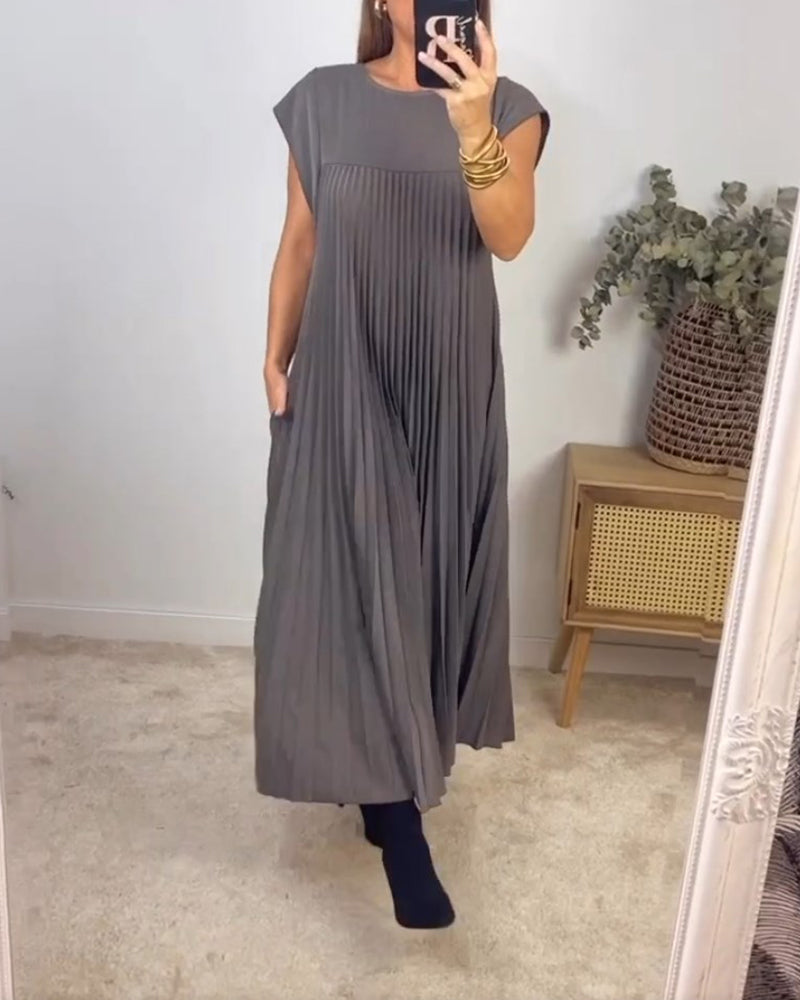Mariana Sukienka Midi Damska – Elegancka Plisowana Sukienka Bez Rękawów na Co Dzień i Specjalne Okazje