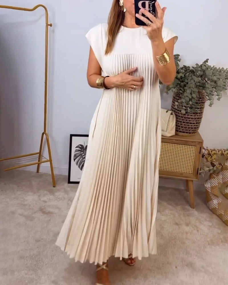 Mariana Sukienka Midi Damska – Elegancka Plisowana Sukienka Bez Rękawów na Co Dzień i Specjalne Okazje