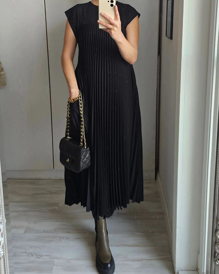Mariana Sukienka Midi Damska – Elegancka Plisowana Sukienka Bez Rękawów na Co Dzień i Specjalne Okazje
