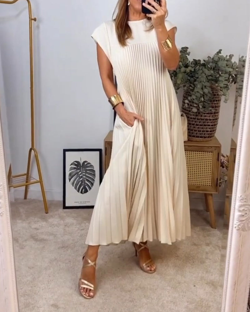 Mariana Sukienka Midi Damska – Elegancka Plisowana Sukienka Bez Rękawów na Co Dzień i Specjalne Okazje