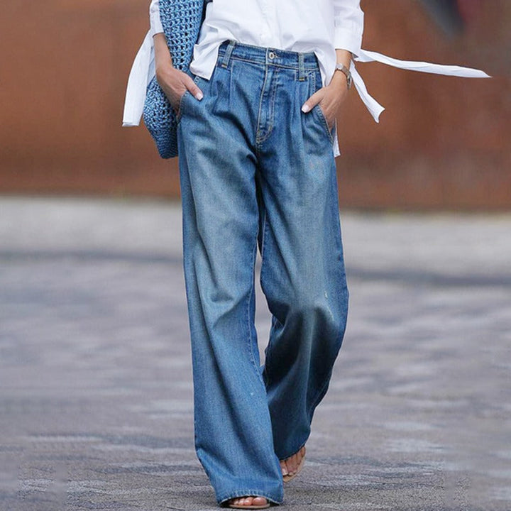 Clara Damskie Jeansy – Eleganckie Szerokie Spodnie z Wysokogatunkowego Denimu i Komfortowym Krojem