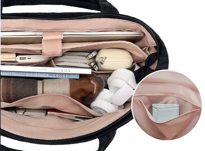 Arianna Damska Torba Puffer Tote – Przestronna Wodoodporna Torba z Nowoczesnym Designem & Komorą na Laptopa