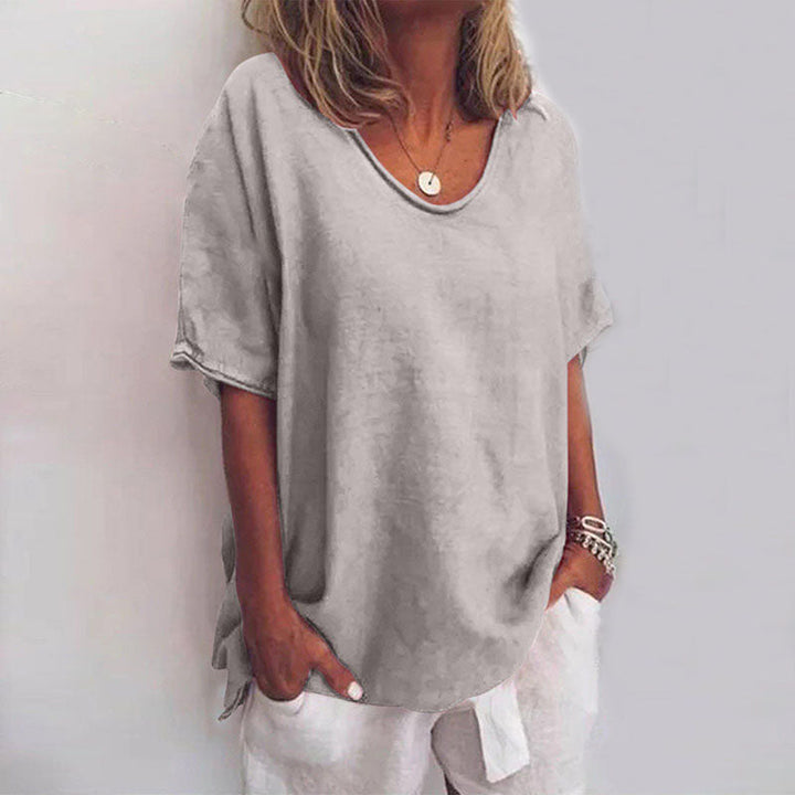 Ana Klasyczna Bluzka Damska – Bluzka o Luźnym Kroju i Krótkich Rękawach na Swobodny Look