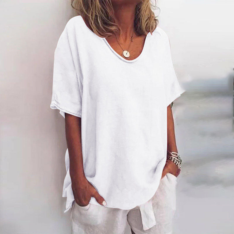 Ana Klasyczna Bluzka Damska – Bluzka o Luźnym Kroju i Krótkich Rękawach na Swobodny Look