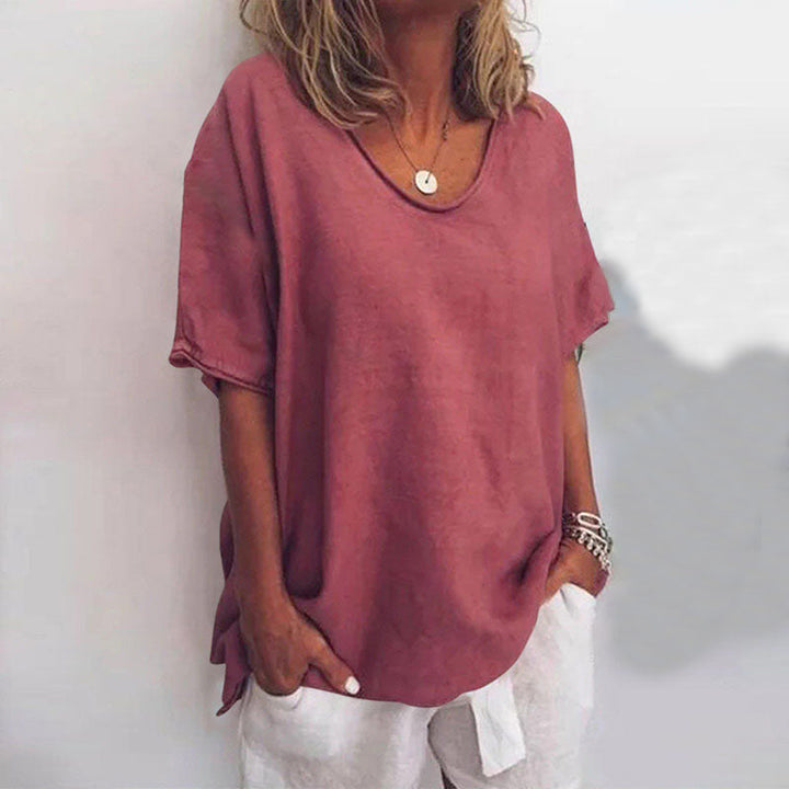 Ana Klasyczna Bluzka Damska – Bluzka o Luźnym Kroju i Krótkich Rękawach na Swobodny Look