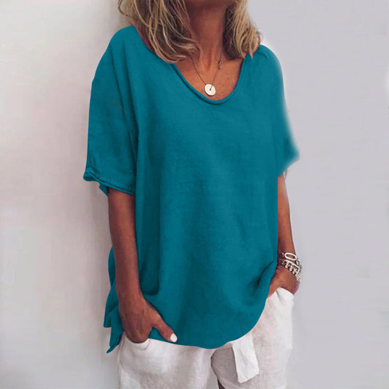 Ana Klasyczna Bluzka Damska – Bluzka o Luźnym Kroju i Krótkich Rękawach na Swobodny Look