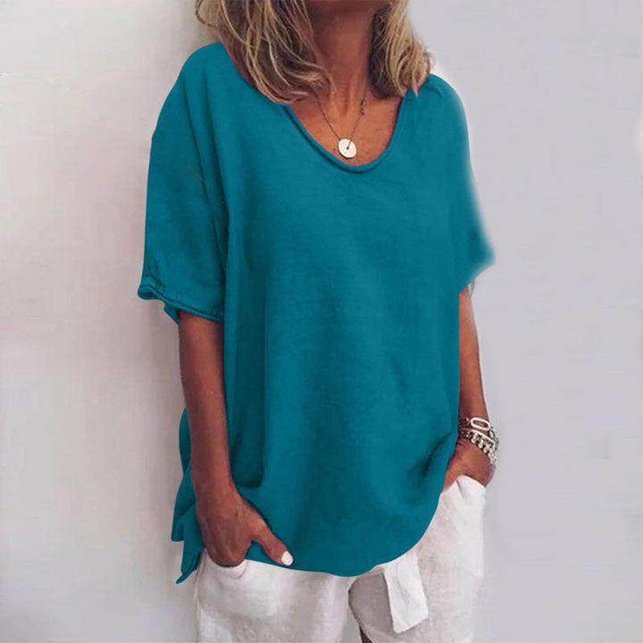 Ana Klasyczna Bluzka Damska – Bluzka o Luźnym Kroju i Krótkich Rękawach na Swobodny Look