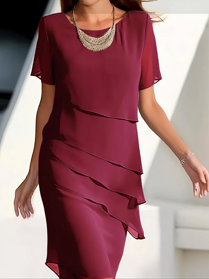 Daria Damska Sukienka z Chiffonu – Elegancka Warstwowa Sukienka Maxi z Zwiewnym Krojem