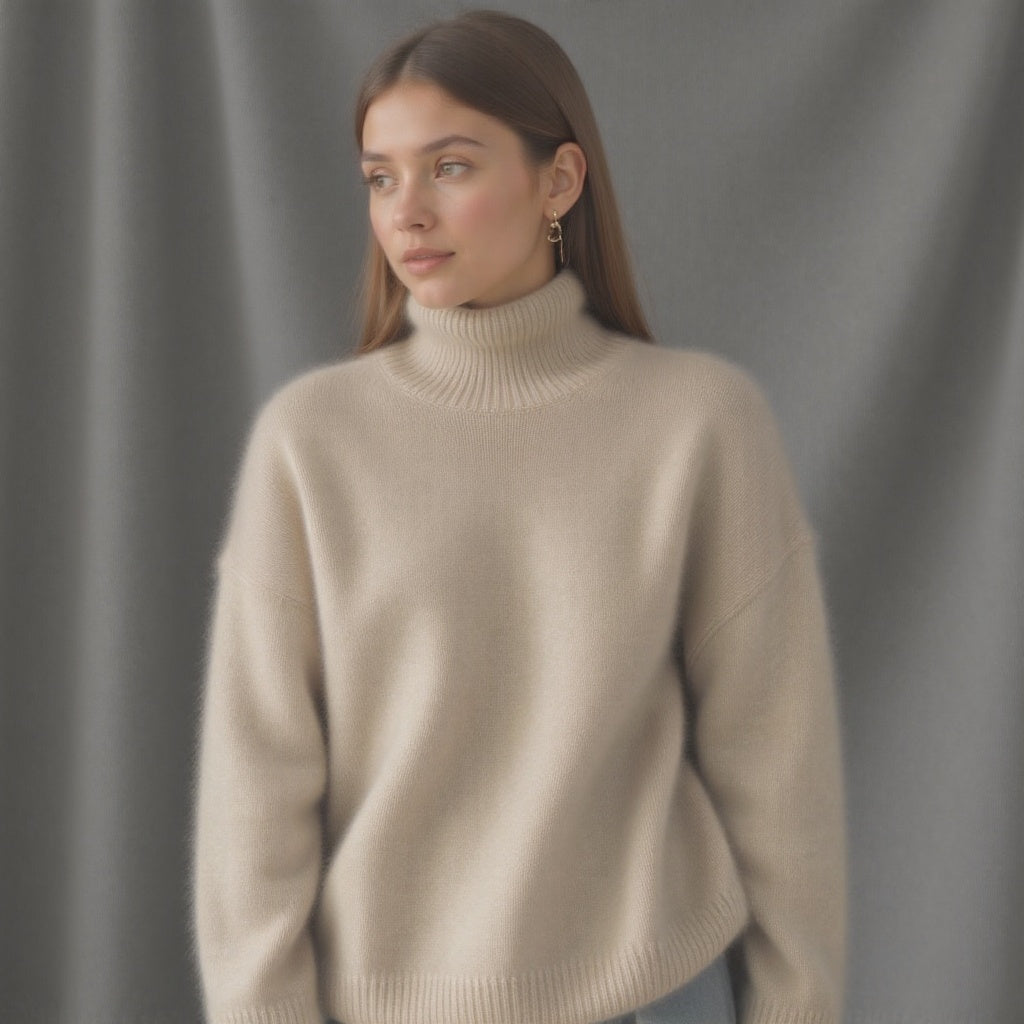 Sydney Sweter Damski Oversize z Golfem z Kaszmiru – Miękki, Ciepły i Elegancki