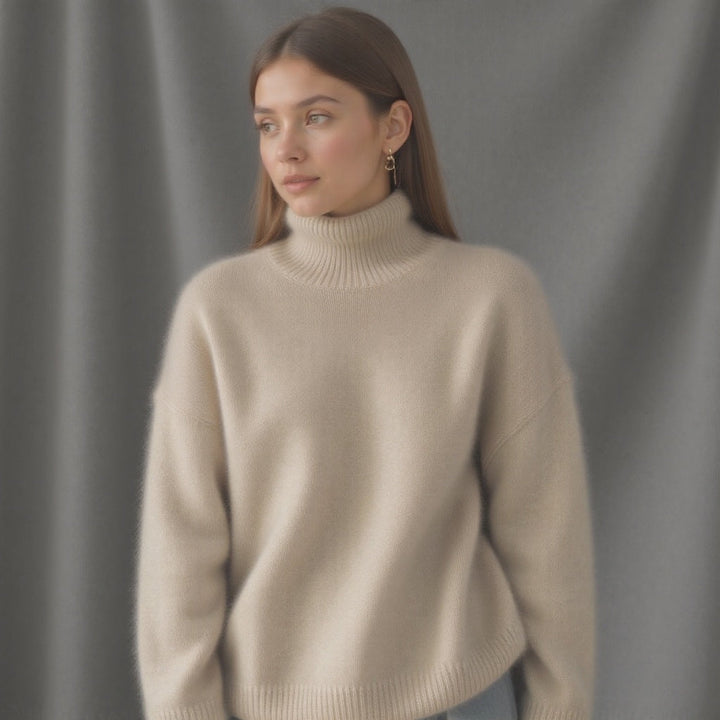 Sydney Sweter Damski Oversize z Golfem z Kaszmiru – Miękki, Ciepły i Elegancki
