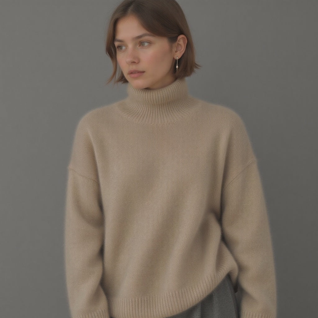 Sydney Sweter Damski Oversize z Golfem z Kaszmiru – Miękki, Ciepły i Elegancki