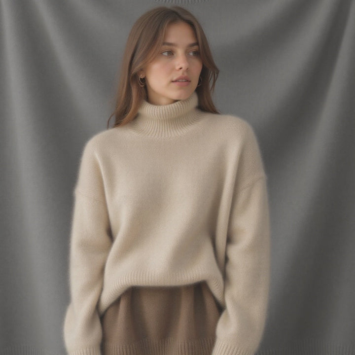 Sydney Sweter Damski Oversize z Golfem z Kaszmiru – Miękki, Ciepły i Elegancki