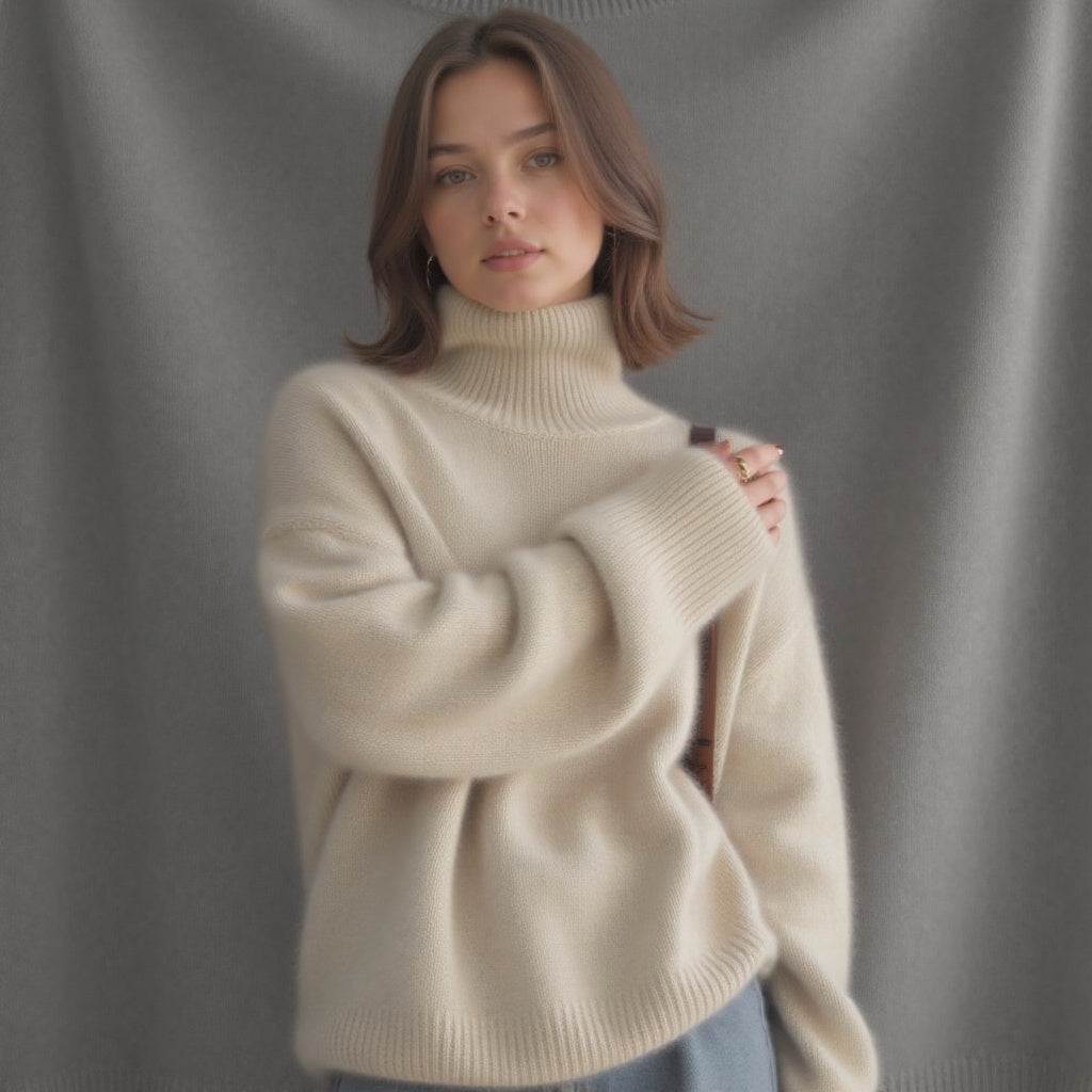 Sydney Sweter Damski Oversize z Golfem z Kaszmiru – Miękki, Ciepły i Elegancki