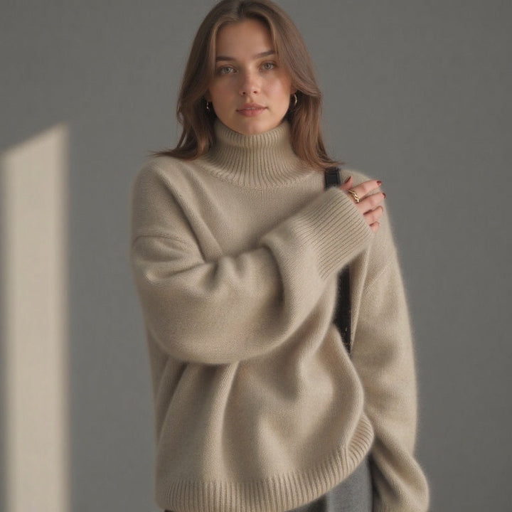 Sydney Sweter Damski Oversize z Golfem z Kaszmiru – Miękki, Ciepły i Elegancki