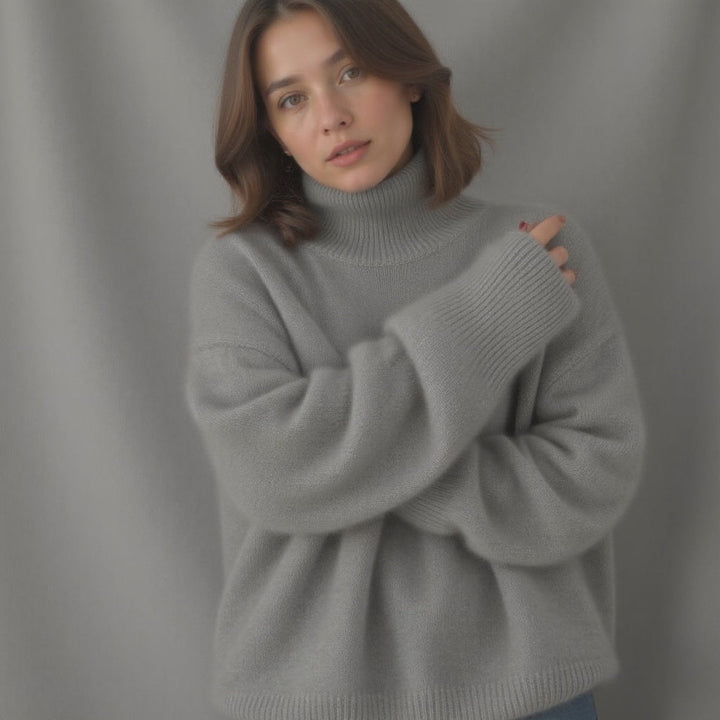 Sydney Sweter Damski Oversize z Golfem z Kaszmiru – Miękki, Ciepły i Elegancki