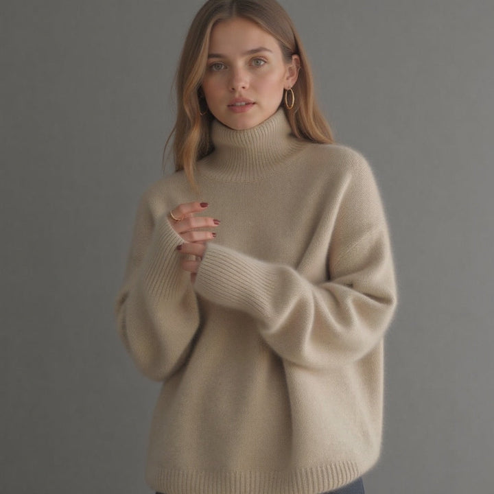 Sydney Sweter Damski Oversize z Golfem z Kaszmiru – Miękki, Ciepły i Elegancki